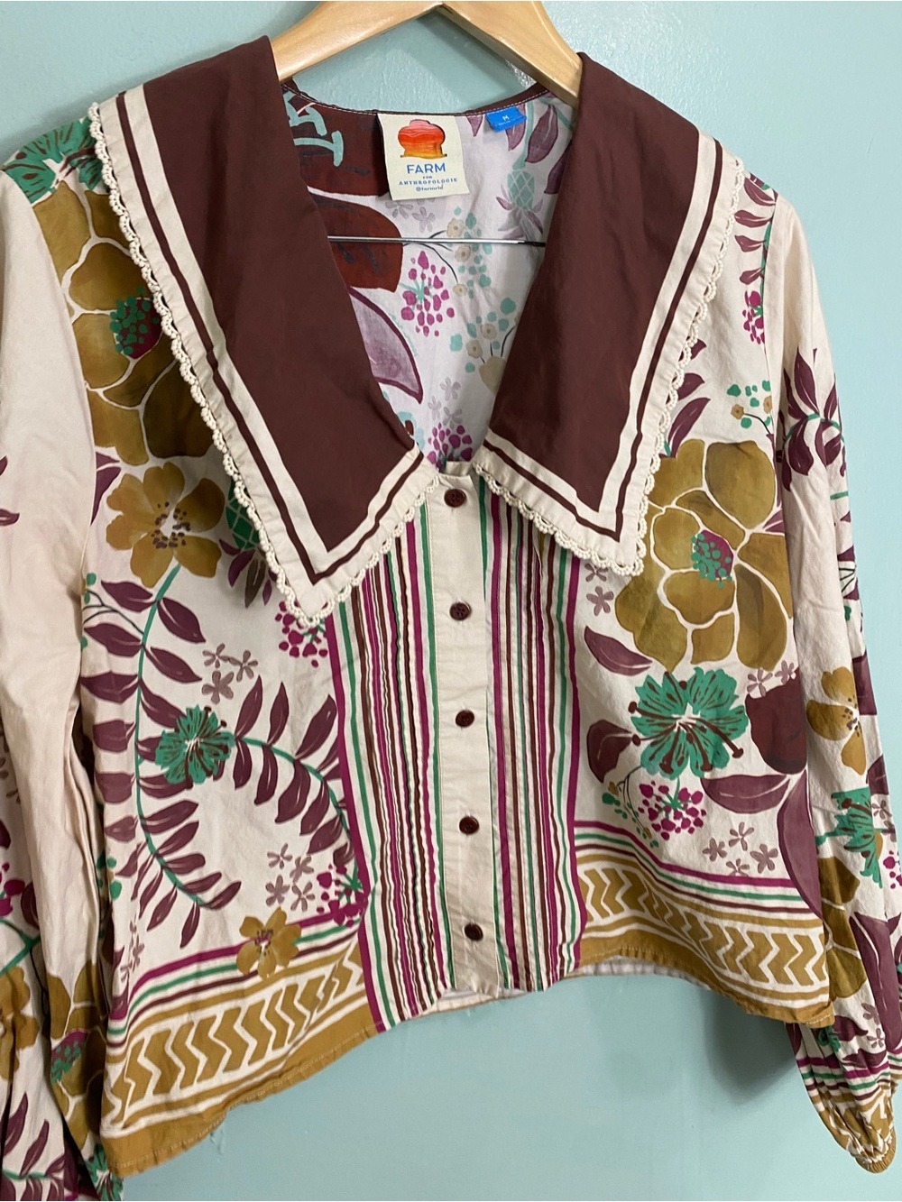 Farm Rio Anthropologie Florisbela Button Down Top Medium Floral - Picture 3 of 6